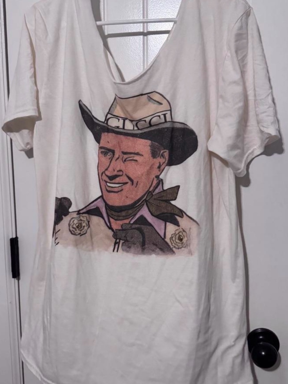 Gucci White Graphic Cowboy Print Women’s T-Shirt
